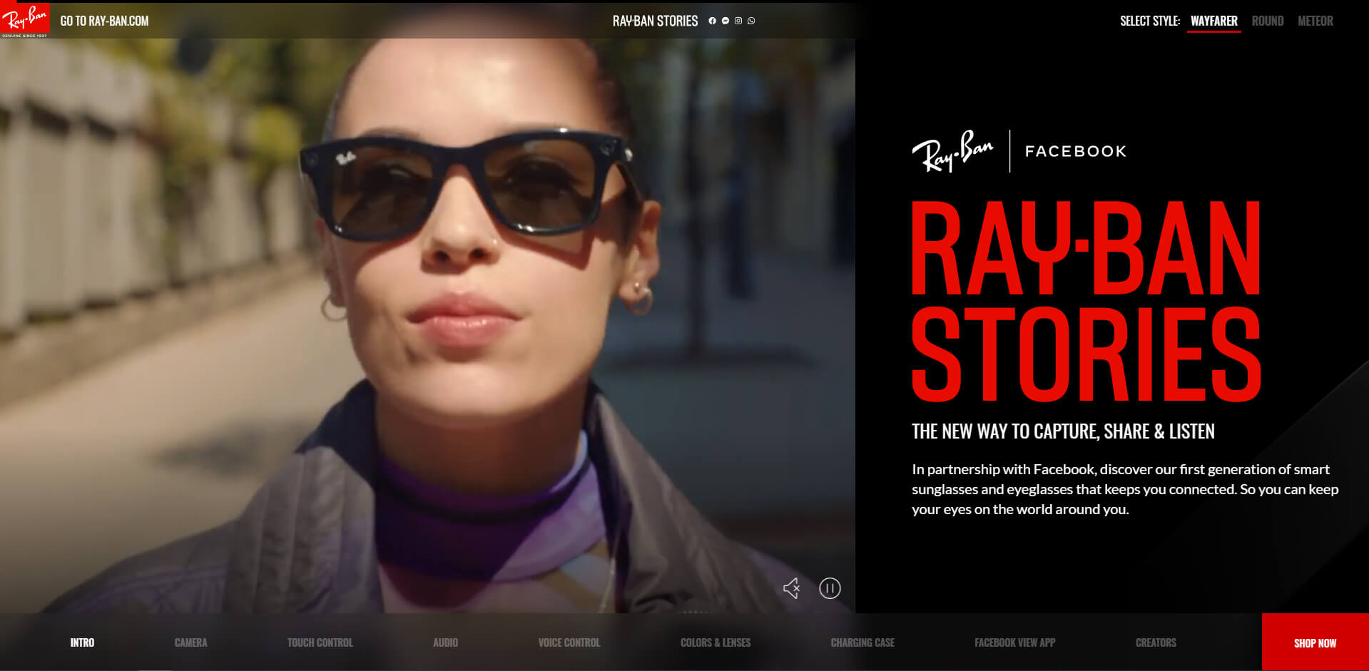 Ray-ban parallax website example