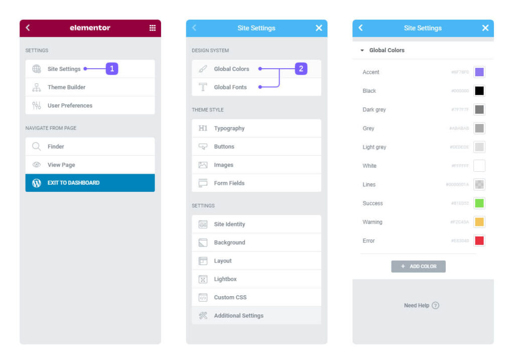 How to choose global colours and fonts