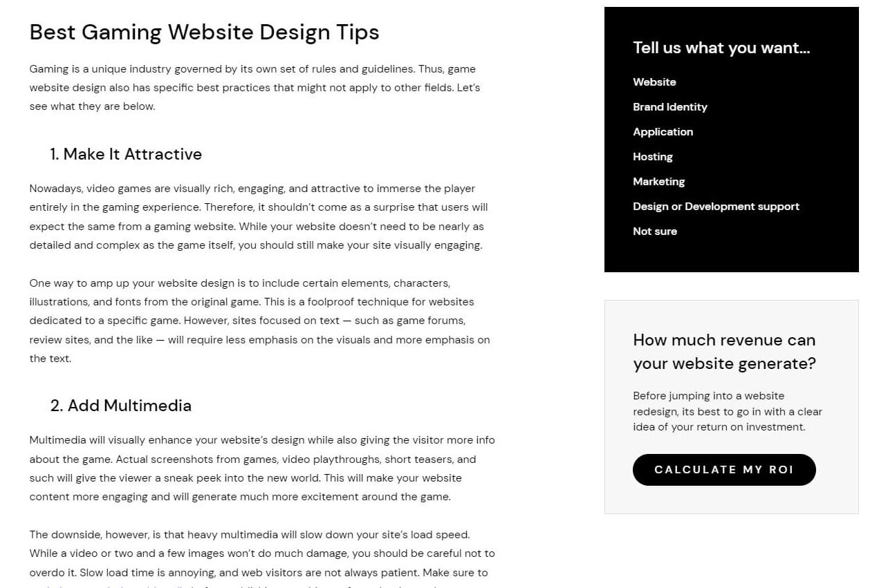 Website accessibility example of correct order of heading tags