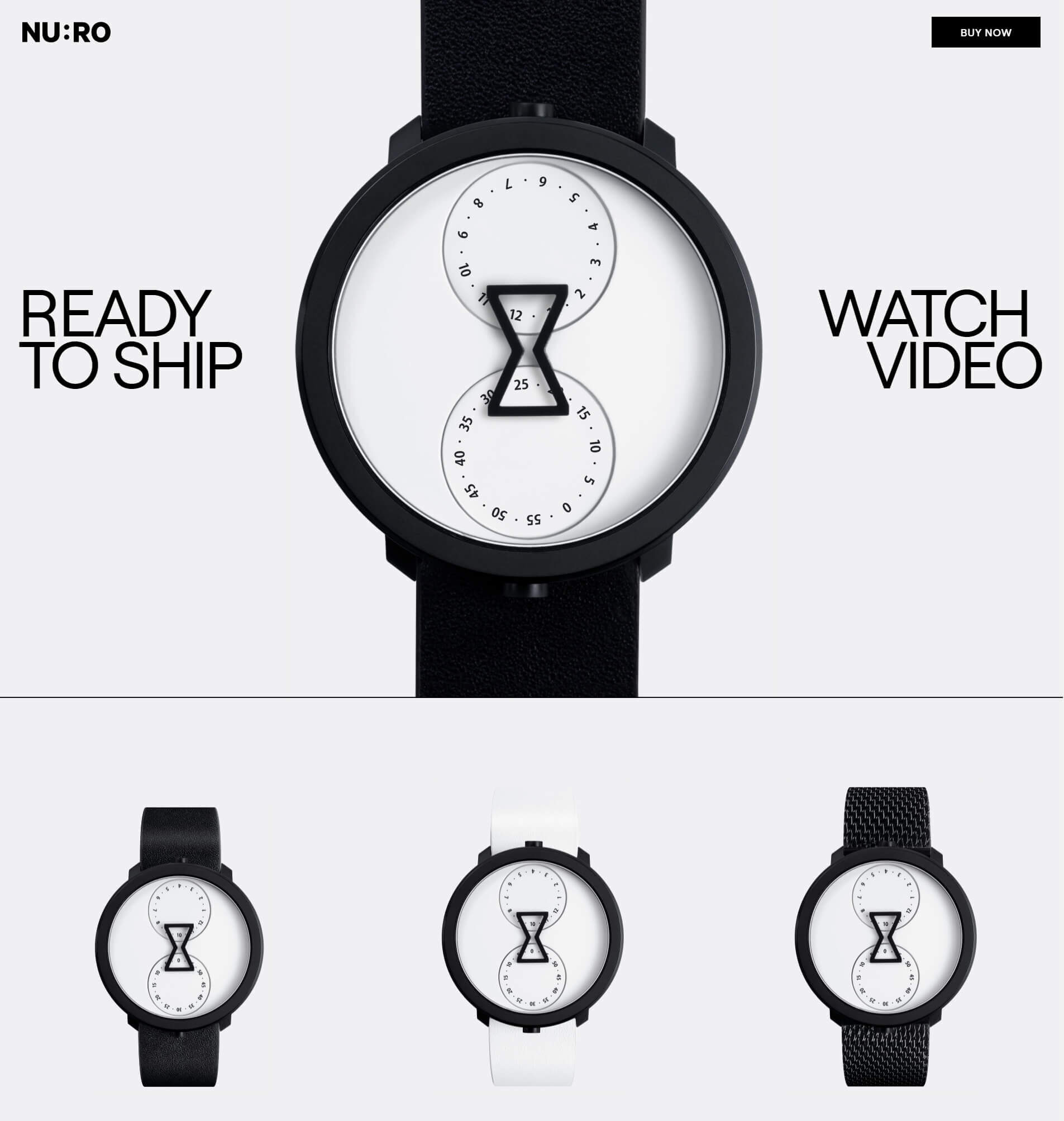 Screenshot of NU:RO ecommerce website design