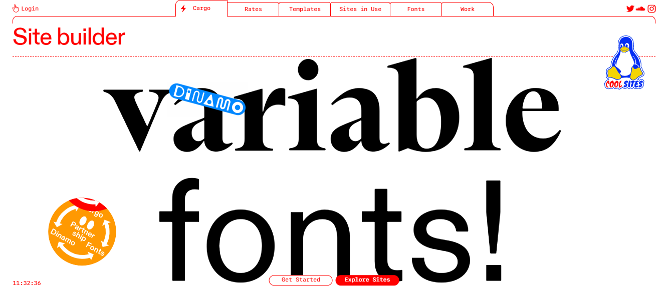 Website screenshot with large text in the middle and white background