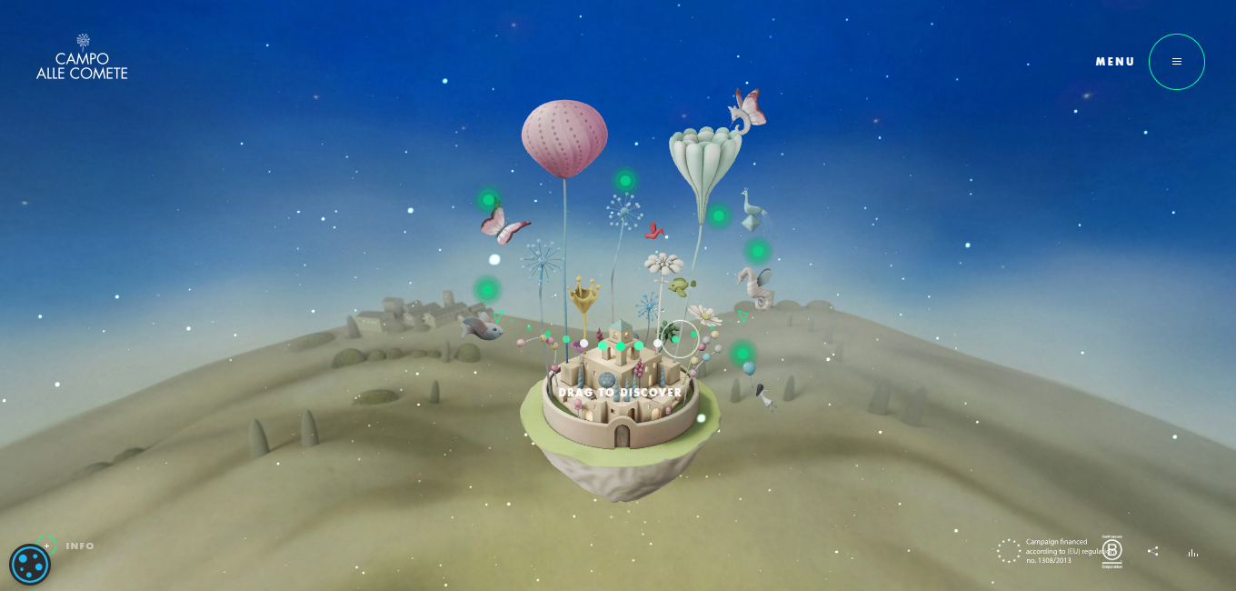 Website screenshot with 3D element