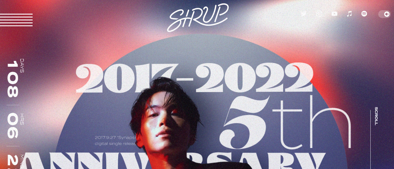 Website screenshot with a man's picture and colorful background