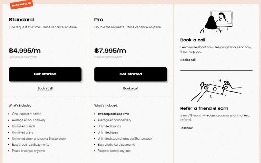 Designjoy pricing plan