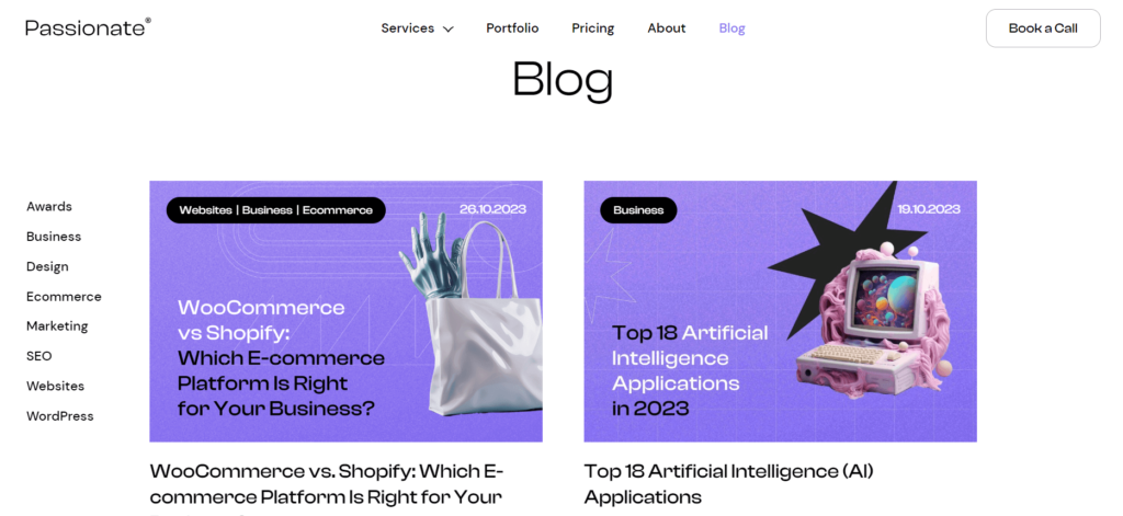 Passionate Agency Website Blog to amplify online presence