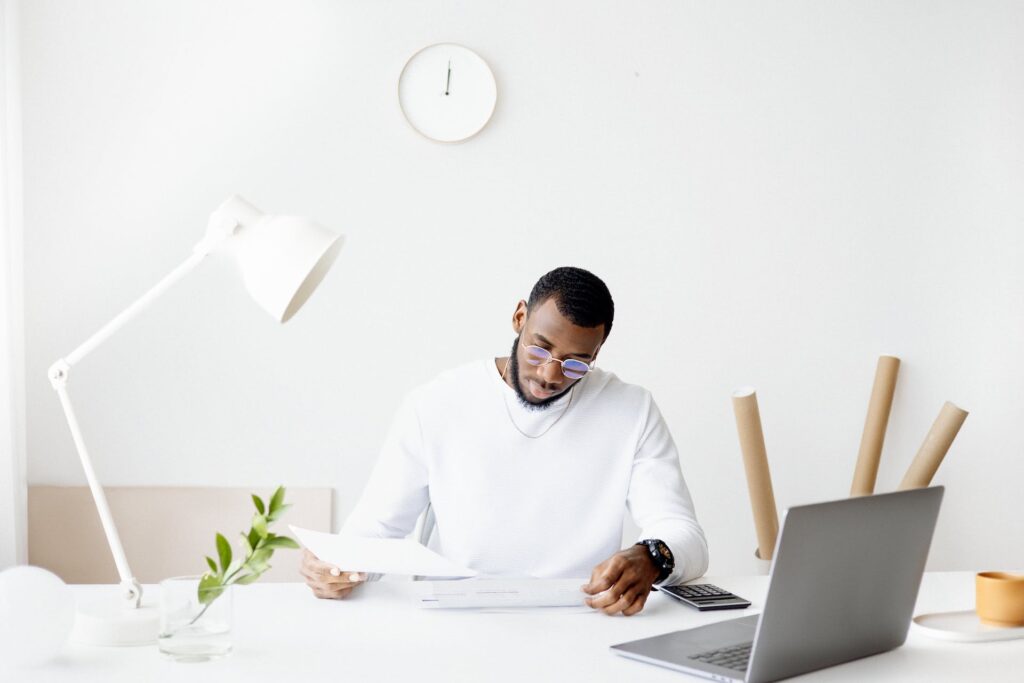 Businessman working on his desk